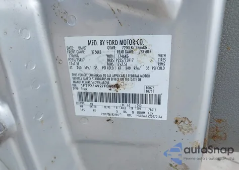 2007 Ford F-150 Fx4/Lariat/Xl/Xlt из США, поврежденный, VIN 1FTPX14V27FB68848